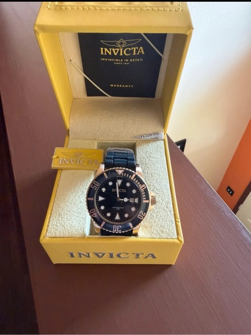 Invicta Black and Gold Men's Dive Watch with Black Strap